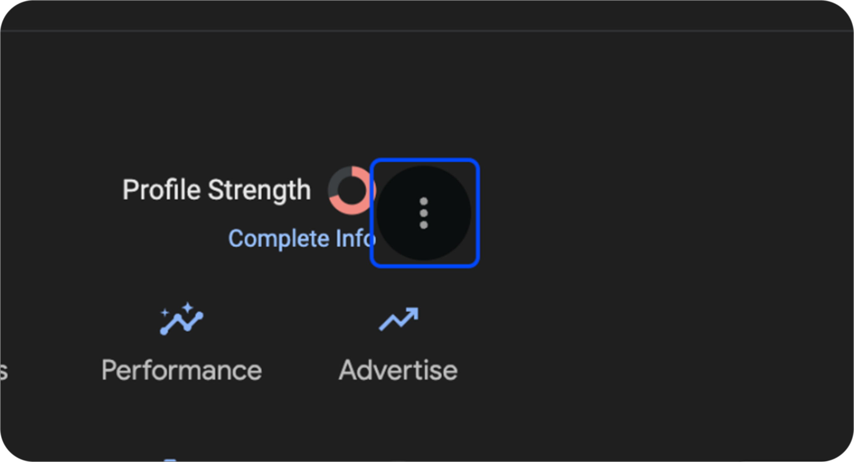 Profile strength menu
